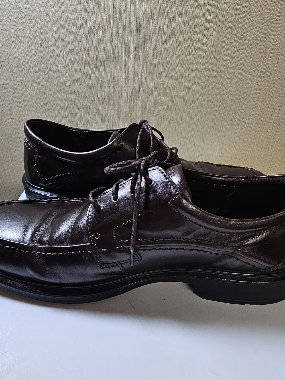 ECCO Men's Brown Leather Oxford Dress Shoes EU 45 US 11-11.5 Lace Up Comfort